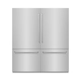 ZLINE 72 in. 39.6 cu. ft. French Door Built-In Bottom Freezer Refrigerator with Water Dispensers and Ice Makers in Stainless Steel with Graphite Gray Interior (GRBIT-304-72)