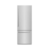 ZLINE 30 in. 16.1 cu. ft. Built-In Bottom Freezer Refrigerator with Water Dispenser and Ice Maker in Stainless Steel with Graphite Gray Interior (GRBIV-304-30)
