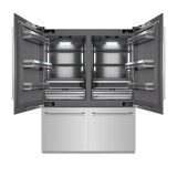 ZLINE 60 in. 32.2 cu. ft. French Door Built-In Bottom Freezer Refrigerator with Water Dispensers and Ice Makers in Stainless Steel with Graphite Gray Interior (GRBIV-304-60)