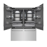 ZLINE 60 in. 32.2 cu. ft. French Door Built-In Bottom Freezer Refrigerator with Water Dispensers and Ice Makers in Stainless Steel with Graphite Gray Interior (GRBIV-304-60)