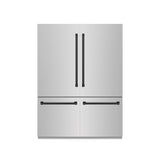ZLINE Autograph Edition 60 in. 32.2 cu. ft. French Door Built-In Bottom Freezer Refrigerator with Water Dispenser and Ice Maker in Stainless Steel with Graphite Gray Interior and Matte Black Accents (GRBIVZ-304-60MB)