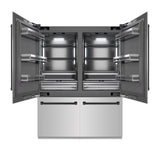 ZLINE Autograph Edition 60 in. 32.2 cu. ft. French Door Built-In Bottom Freezer Refrigerator with Water Dispenser and Ice Maker in Stainless Steel with Graphite Gray Interior and Matte Black Accents (GRBIVZ-304-60MB)