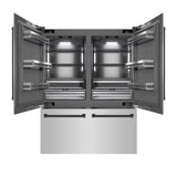 ZLINE Autograph Edition 60 in. 32.2 cu. ft. French Door Built-In Bottom Freezer Refrigerator with Water Dispenser and Ice Maker in Stainless Steel with Graphite Gray Interior and Matte Black Accents (GRBIVZ-304-60MB)