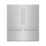 ZLINE 72 in. 39.6 cu. ft. French Door Built-In Bottom Freezer Refrigerator with Water Dispensers and Ice Makers in Stainless Steel (RBIT-304-72)