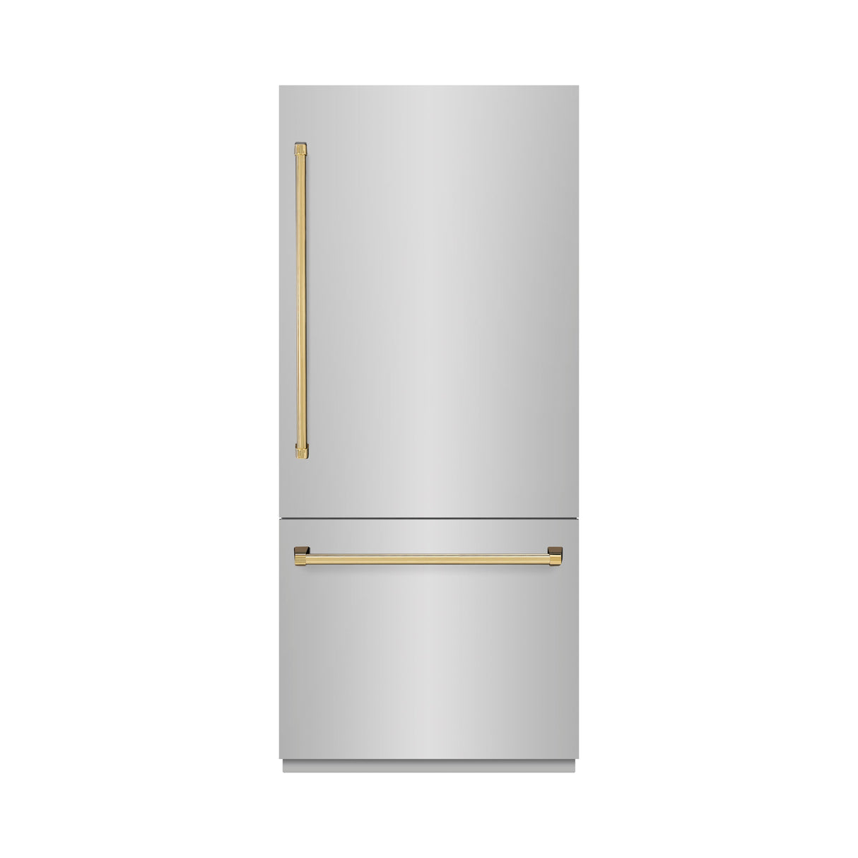 ZLINE Autograph Edition 36 in. 19.8 cu. ft. Built-In Bottom Freezer Refrigerator with Water Dispenser and Ice Maker in Stainless Steel with Polished Gold Accents (RBITZ-304-36G)