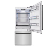 ZLINE Autograph Edition 36 in. 19.8 cu. ft. Built-In Bottom Freezer Refrigerator with Water Dispenser and Ice Maker in Stainless Steel with Matte Black Accents (RBITZ-304-36MB)