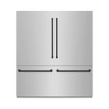 ZLINE Autograph Edition 72 in. 39.6 cu. ft. French Door Built-In Bottom Freezer Refrigerator with Water Dispensers and Ice Makers in Stainless Steel with Matte Black Accents (RBITZ-304-72MB)