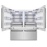 ZLINE Autograph Edition 72 in. 39.6 cu. ft. French Door Built-In Bottom Freezer Refrigerator with Water Dispensers and Ice Makers in Stainless Steel with Matte Black Accents (RBITZ-304-72MB)