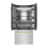 ZLINE Autograph Edition 36 in. 19.6 cu. ft. French Door Built-In Bottom Freezer Refrigerator with Water Dispenser and Ice Maker in Stainless Steel with Stainless Steel Interior and Champagne Bronze Accents (SRBIVZ-304-36CB)