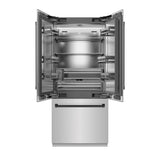 ZLINE Autograph Edition 36 in. 19.6 cu. ft. French Door Built-In Bottom Freezer Refrigerator with Water Dispenser and Ice Maker in Stainless Steel with Stainless Steel Interior and Matte Black Accents (SRBIVZ-304-36MB)