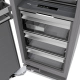 ZLINE Autograph Edition 18 in. 8.6 cu. ft. Left Hinge Column Freezer in White Matte with Graphite Gray Interior and Champagne Bronze Accents (RCFVLZ-WM-18-CB)