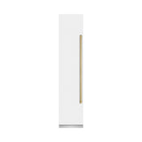 ZLINE Autograph Edition 18 in. 8.6 cu. ft. Left Hinge Column Freezer in White Matte with Graphite Gray Interior and Champagne Bronze Accents (RCFVLZ-WM-18-CB)