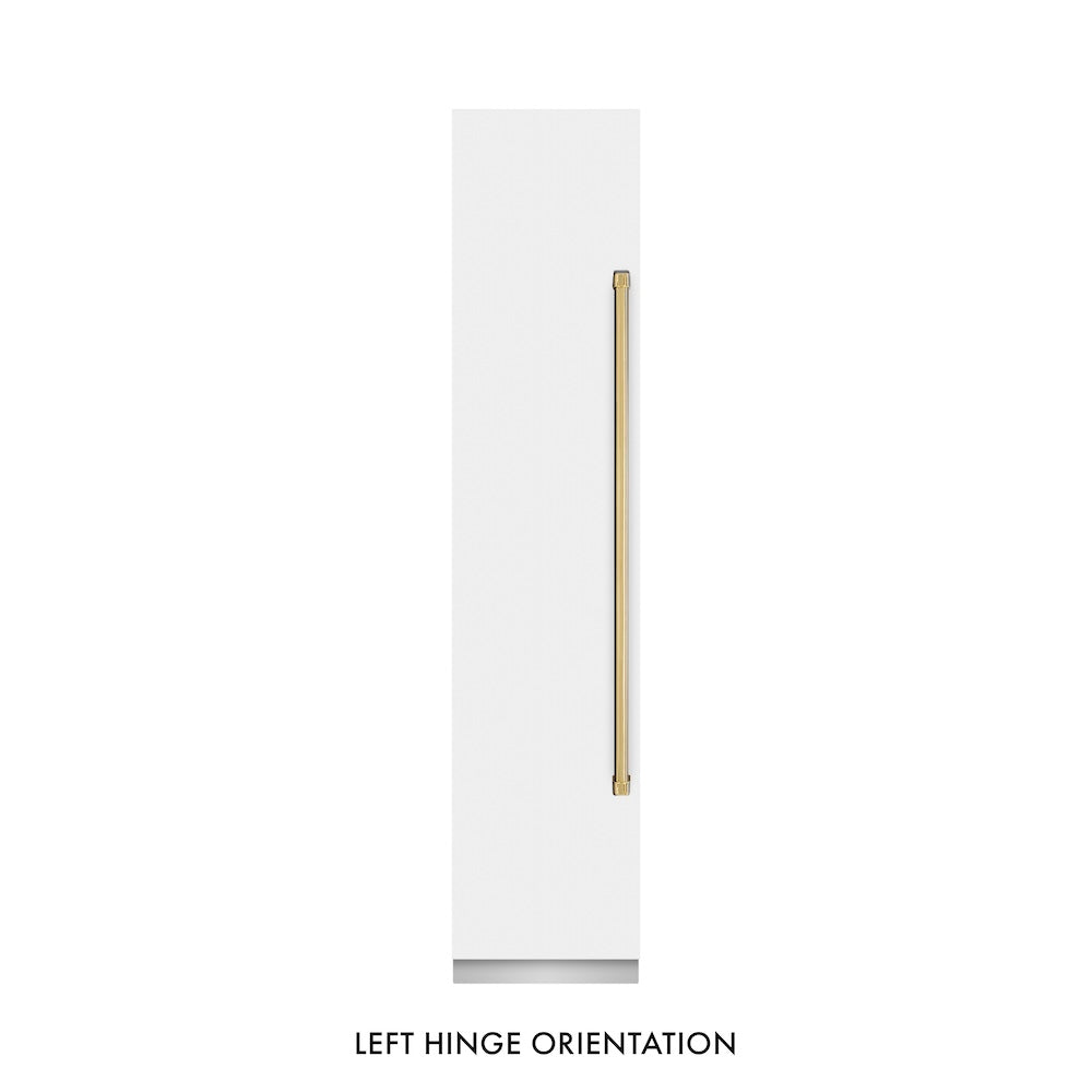ZLINE Autograph Edition 18 in. 8.6 cu. ft. Left Hinge Column Freezer in White Matte with Graphite Gray Interior and Polished Gold Accents (RCFVLZ-WM-18-G)