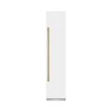 ZLINE Autograph Edition 18 in. 8.6 cu. ft. Right Hinge Column Freezer in White Matte with Graphite Gray Interior and Champagne Bronze Accents (RCFVRZ-WM-18-CB)