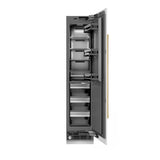 ZLINE Autograph Edition 18 in. 8.6 cu. ft. Right Hinge Column Freezer in White Matte with Graphite Gray Interior and Champagne Bronze Accents (RCFVRZ-WM-18-CB)