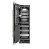 ZLINE Autograph Edition 24 in. 12.4 cu. ft. Column Freezer in White Matte with Graphite Gray Interior and Champagne Bronze Accents (RCFVZ-WM-24-CB)