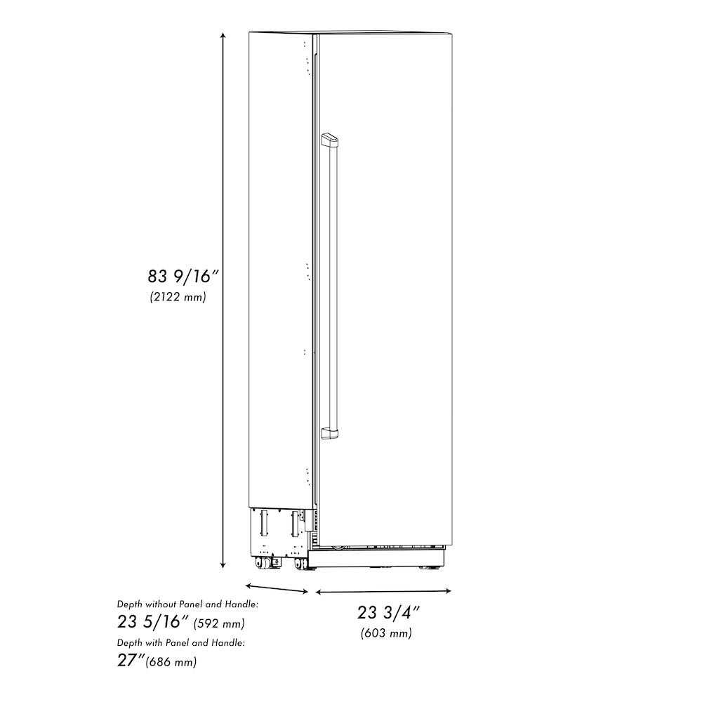 ZLINE Autograph Edition 24 in. 12.5 cu. ft. Column Refrigerator in White Matte with Graphite Gray Interior and Champagne Bronze Accents (RCRVZ-WM-24-CB)