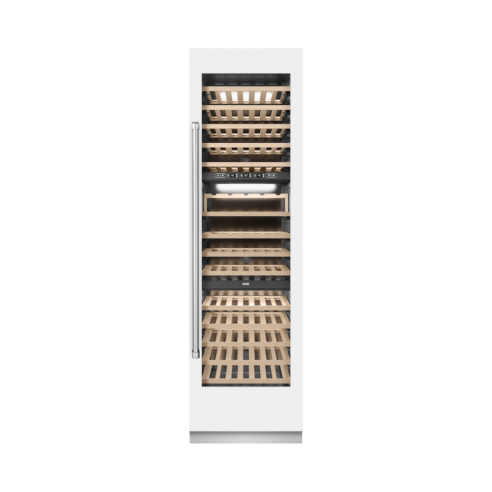 ZLINE 24 in. 12.4 cu. ft. Triple Zone 100 Bottle Column Wine Cooler in White Matte (RCWV-WM-24)