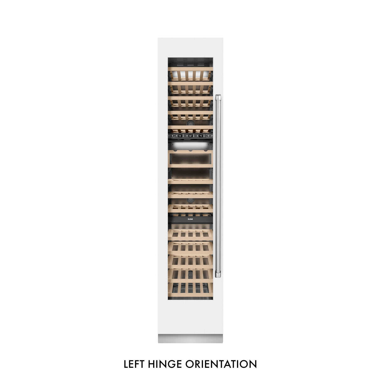 ZLINE 18 in. 9.0 cu. ft. Triple Zone 68 Bottle Left Hinge Column Wine Cooler in White Matte (RCWVL-WM-18)