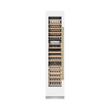 ZLINE Autograph Edition 18 in. 9.0 cu. ft. Triple Zone 68 Bottle Left Hinge Column Wine Cooler in White Matte with Champagne Bronze Accents (RCWVLZ-WM-18-CB)