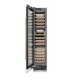 ZLINE Autograph Edition 18 in. 9.0 cu. ft. Triple Zone 68 Bottle Left Hinge Column Wine Cooler in White Matte with Champagne Bronze Accents (RCWVLZ-WM-18-CB)