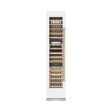 ZLINE Autograph Edition 18 in. 9.0 cu. ft. Triple Zone 68 Bottle Left Hinge Column Wine Cooler in White Matte with Polished Gold Accents (RCWVLZ-WM-18-G)