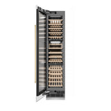 ZLINE Autograph Edition 18 in. 9.0 cu. ft. Triple Zone 68 Bottle Left Hinge Column Wine Cooler in White Matte with Polished Gold Accents (RCWVLZ-WM-18-G)