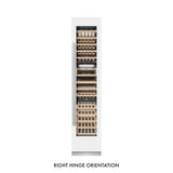 ZLINE Autograph Edition 18 in. 9.0 cu. ft. Triple Zone 68 Bottle Right Hinge Column Wine Cooler in White Matte with Champagne Bronze Accents (RCWVRZ-WM-18-CB)