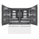 ZLINE 72 in. 39.6 cu. ft. French Door Built-In Bottom Freezer Refrigerator with Water Dispensers and Ice Makers in White Matte with Graphite Gray Interior (GRBIT-WM-72)