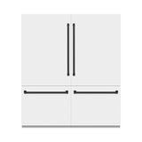 ZLINE Autograph Edition 72 in. 39.6 cu. ft. French Door Built-In Bottom Freezer Refrigerator with Water Dispensers and Ice Makers in White Matte with Graphite Gray Interior and Matte Black Accents (GRBITZ-WM-72-MB)