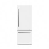 ZLINE 30 in. 16.1 cu. ft. Built-In Bottom Freezer Refrigerator with Water Dispenser and Ice Maker in White Matte with Graphite Gray Interior (GRBIV-WM-30)