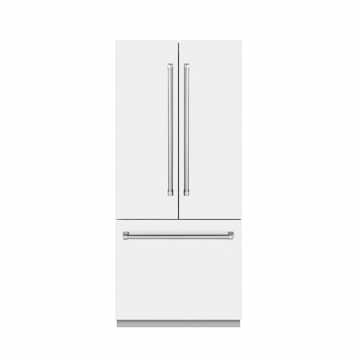 ZLINE 36 in. 19.6 cu. ft. French Door Built-In Bottom Freezer Refrigerator with Water Dispenser and Ice Maker in White Matte with Graphite Gray Interior (GRBIV-WM-36)