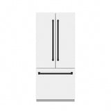ZLINE Autograph Edition 36 in. 19.6 cu. ft. French Door Built-In Bottom Freezer Refrigerator with Water Dispenser and Ice Maker in White Matte with Graphite Gray Interior and Matte Black Accents (GRBIVZ-WM-36-MB)