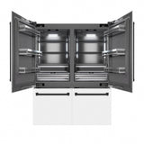 ZLINE Autograph Edition 60 in. 32.2 cu. ft. French Door Built-In Bottom Freezer Refrigerator with Water Dispenser and Ice Maker in White Matte with Graphite Gray Interior and Matte Black Accents (GRBIVZ-WM-60-MB)