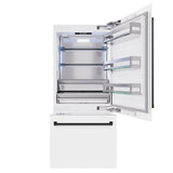 ZLINE Autograph Edition 36 in. 19.8 cu. ft. Built-In Bottom Freezer Refrigerator with Water Dispenser and Ice Maker in White Matte and Matte Black Accents (RBITZ-WM-36-MB)