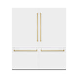 ZLINE Autograph Edition 72 in. 39.6 cu. ft. French Door Built-In Bottom Freezer Refrigerator with Water Dispensers and Ice Makers in White Matte and Champagne Bronze Accents (RBITZ-WM-72-CB)