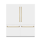 ZLINE Autograph Edition 72 in. 39.6 cu. ft. French Door Built-In Bottom Freezer Refrigerator with Water Dispensers and Ice Makers in White Matte and Polished Gold Accents (RBITZ-WM-72-G)