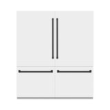 ZLINE Autograph Edition 72 in. 39.6 cu. ft. French Door Built-In Bottom Freezer Refrigerator with Water Dispensers and Ice Makers in White Matte and Matte Black Accents (RBITZ-WM-72-MB)