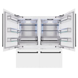 ZLINE Autograph Edition 72 in. 39.6 cu. ft. French Door Built-In Bottom Freezer Refrigerator with Water Dispensers and Ice Makers in White Matte and Matte Black Accents (RBITZ-WM-72-MB)