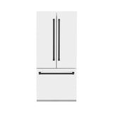 ZLINE Autograph Edition 36 in. 19.6 cu. ft. French Door Built-In Bottom Freezer Refrigerator with Water Dispenser and Ice Maker in White Matte with Matte Black Accents (RBIVZ-WM-36-MB)