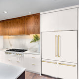 ZLINE Autograph Edition 60 in. 32.2 cu. ft. French Door Built-In Bottom Freezer Refrigerator with Water Dispenser and Ice Maker in White Matte with Polished Gold Accents (RBIVZ-WM-60-G)