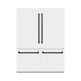 ZLINE Autograph Edition 60 in. 32.2 cu. ft. French Door Built-In Bottom Freezer Refrigerator with Water Dispenser and Ice Maker in White Matte with Matte Black Accents (RBIVZ-WM-60-MB)