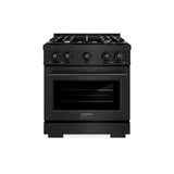 ZLINE 30 in. 4.2 cu. ft. Select Dual Fuel Range with Gas Cooktop and Electric Convection Oven in Black Stainless Steel with 4 Brass Burners (HDRB-BR-30)