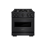 ZLINE 30 in. 4.2 cu. ft. Classic Dual Fuel Range with 4 Burner Gas Cooktop and Electric Convection Oven in Black Stainless Steel (CDRB-30)