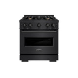 ZLINE 30 in. 4.2 cu. ft. Classic Gas Range with Convection Gas Oven in Black Stainless Steel with 4 Brass Burners (CGRB-BR-30)