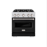 ZLINE 30 in. 4.2 cu. ft. Classic Gas Range with 4 Burner Cooktop and Convection Gas Oven in Satin Stainless Steel with Black Matte Door (CGRS-BLM-30)