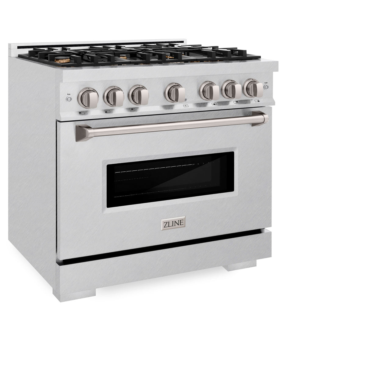 ZLINE 36 in. 5.2 cu. ft. Classic Dual Fuel Range with Gas Cooktop and Electric Convection Oven in Satin Stainless Steel with 6 Brass Burners (CDRS-BR-36)