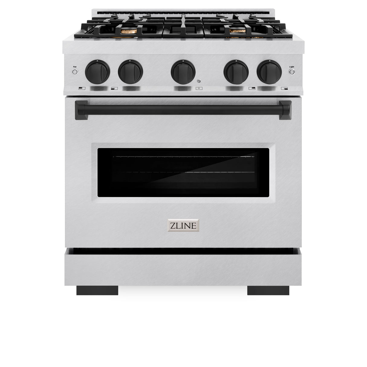 ZLINE Autograph Edition 30 in. 4.2 cu. ft. Classic Dual Fuel Range with 4 Burner Gas Cooktop and Electric Convection Oven in Satin Stainless Steel with Matte Black Accents (CDRSZ-30-MB)