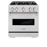 ZLINE 30 in. 4.2 cu. ft. Classic Dual Fuel Range with 4 Burner Gas Cooktop and Electric Convection Oven in Satin Stainless Steel (CDRS-30)