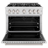 ZLINE 36 in. 5.2 cu. ft. Classic Dual Fuel Range with 6 Burner Gas Cooktop and Electric Convection Oven in Satin Stainless Steel (CDRS-36)